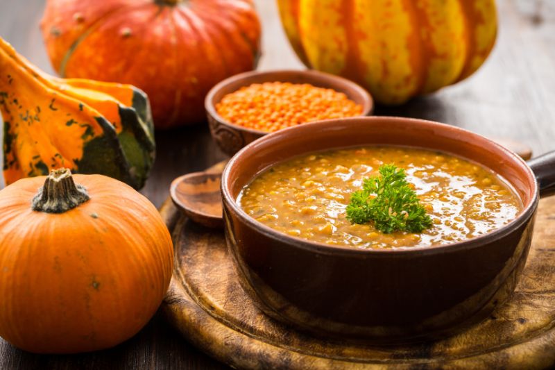 vellutata di zucca e lenticchie rosse